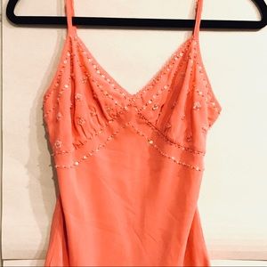 Coral Layered Cami with Beaded Detailing